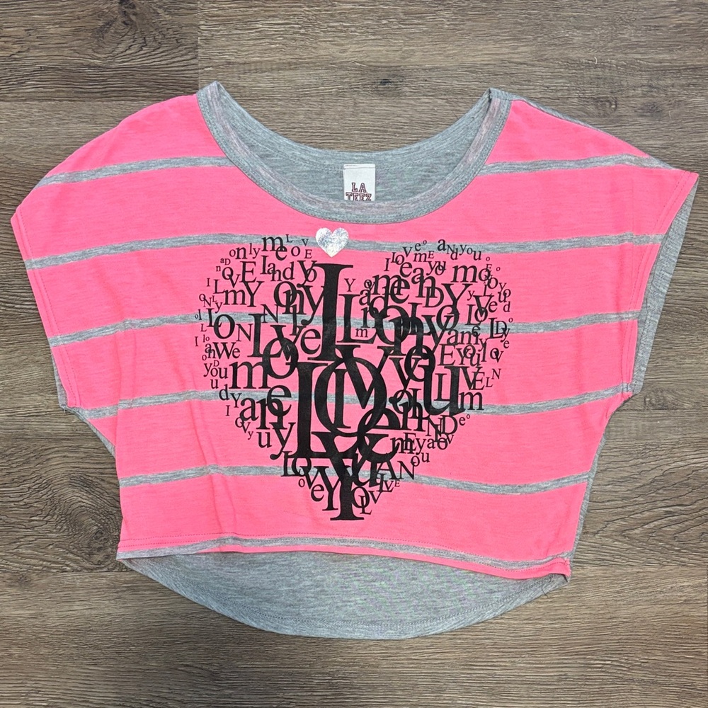 girls pink heart t shirt